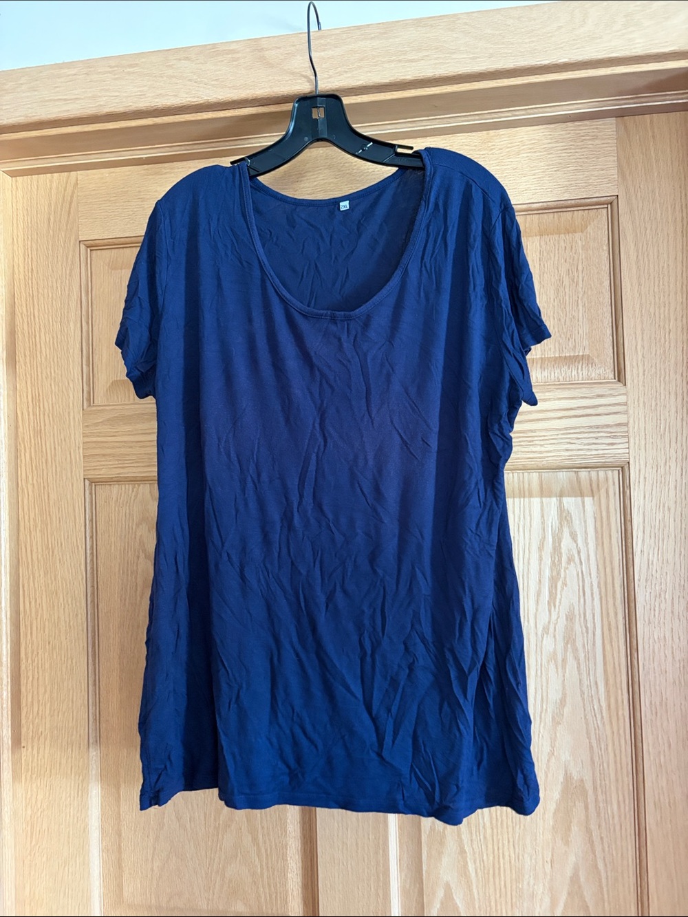 Classic Scoop Neck Women's Top - Navy Blue